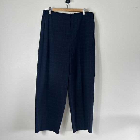 Norse Projects Anea Grid Navy Plaid Wide Leg Pants 40 - Picture 1 of 6